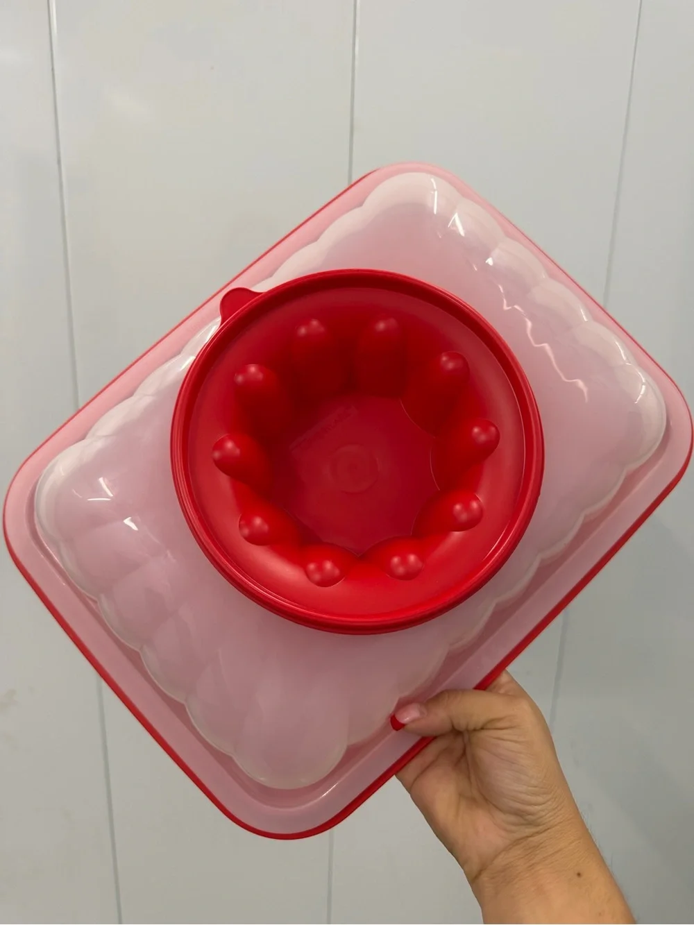 Tupperware Rectangular Jel Ring Party Multilayer Dessert and Dip Mold Red NEW